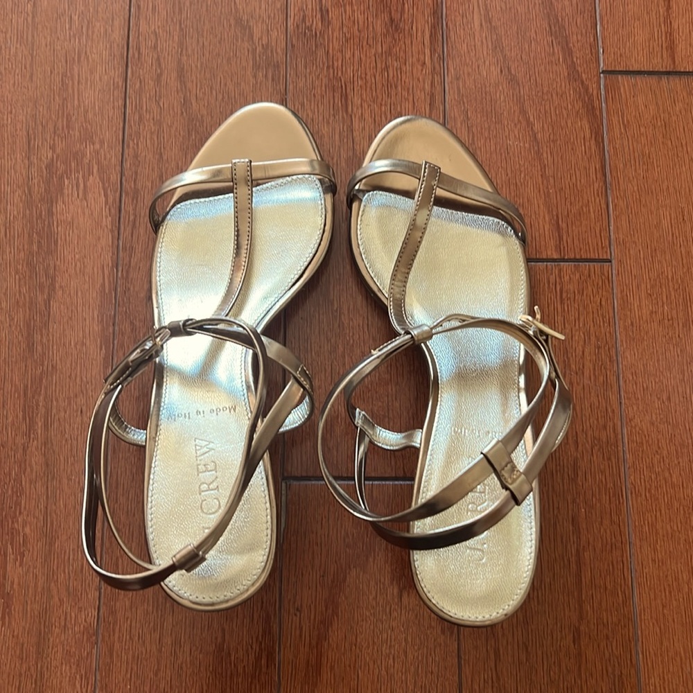 NWT J Crew Antique Gold Heels